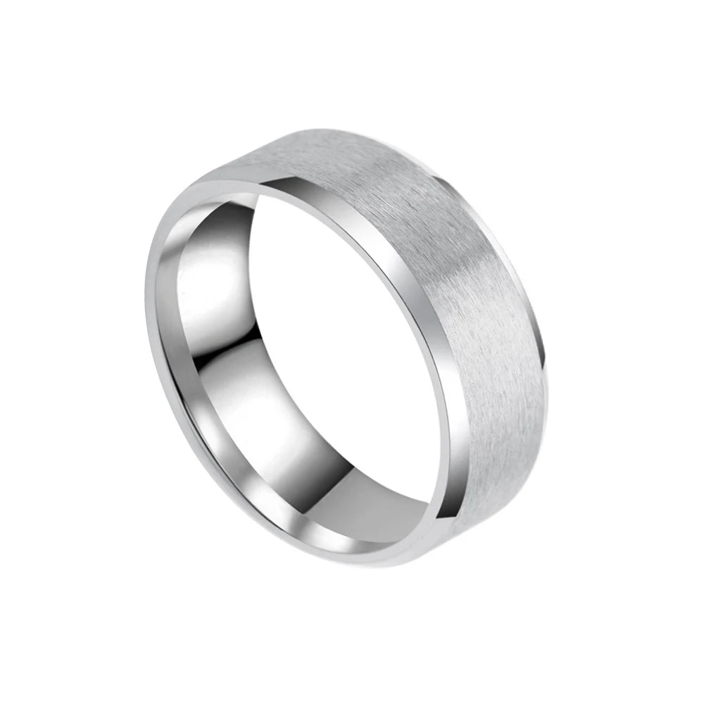 8mm Stainless Steel Men Rings Wholesale Black Groove Matte Wedding Engagement Party Gift Anniversary Rings For Women Jewelry Pi-Mart
