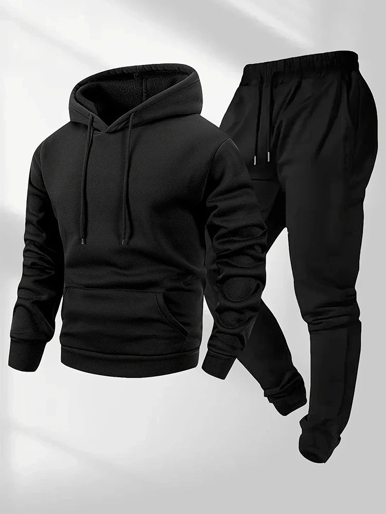 Men's Tracksuit Casual Hoodies Sweatshirts Suit Outdoors Gym Sports Jogging Clothing Autumn Winter Fashion Sweatpants 2 Pcs Sets Pi-Mart