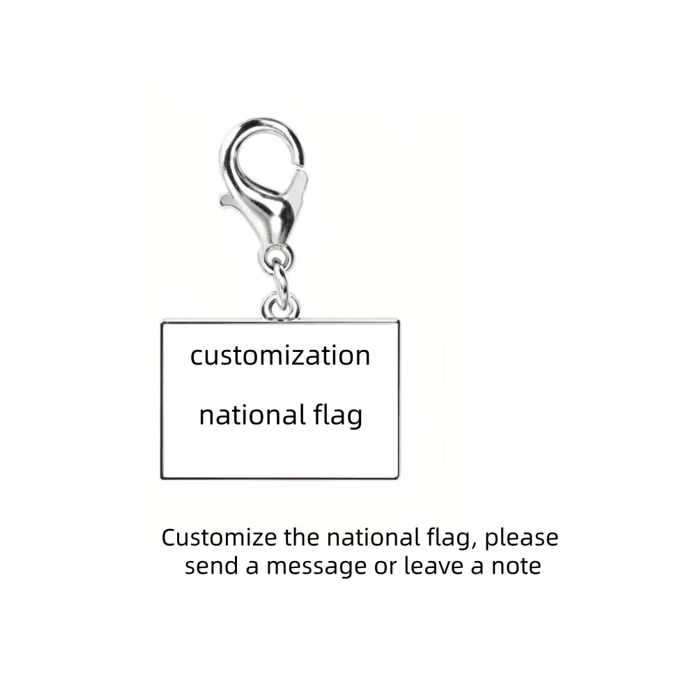 10mm Country Flag Charms Pendant Necklace Bracelet Keychain Bagchain Stainless Steel  Jewelry A Commemorative Gift For A Friend Pi-Mart