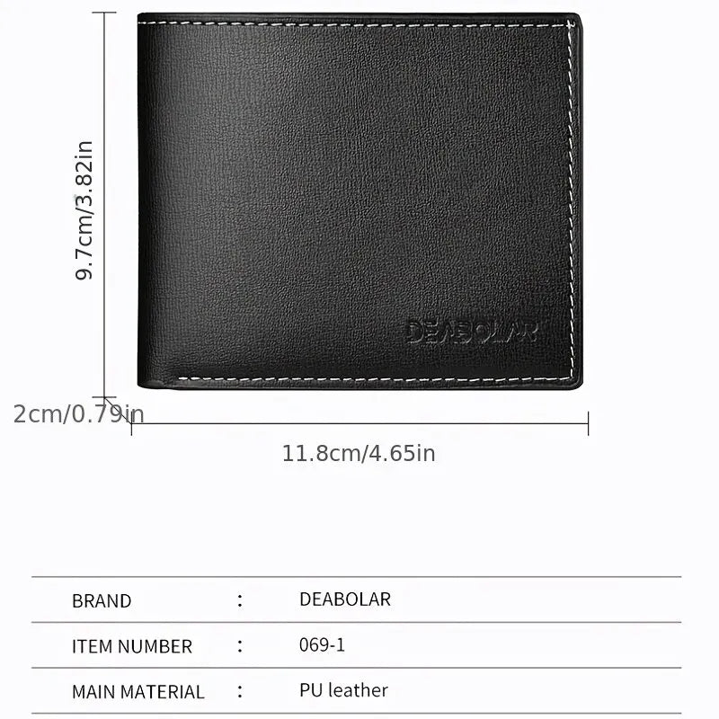 Pu Leather Men Short Wallet Thin Style Folding Young Men Credit Card Holder Wallet Pi-Mart