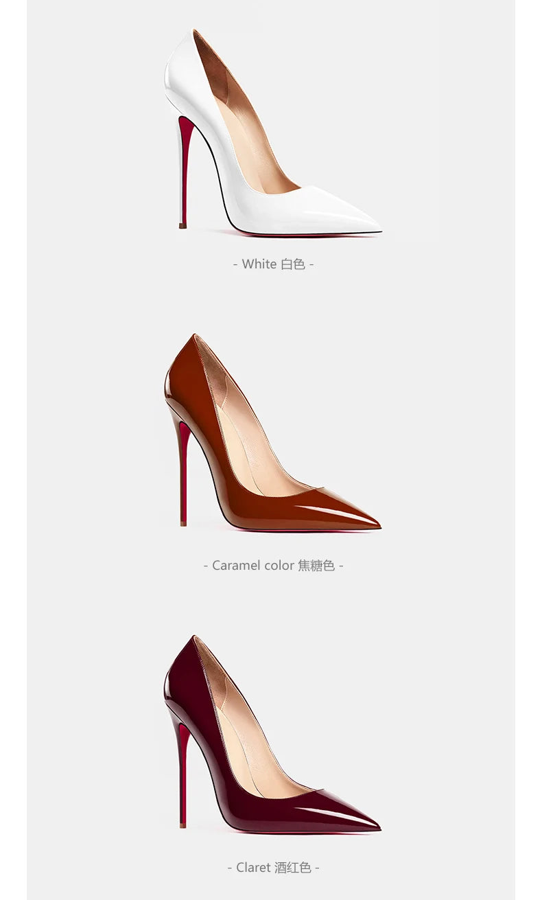 Women heels 2026 leather Heels for women Luxury Brand Pumps Red sole Pointed Toe High Heels Elegant Stiletto Ladies Prom Shoes Pi-Mart