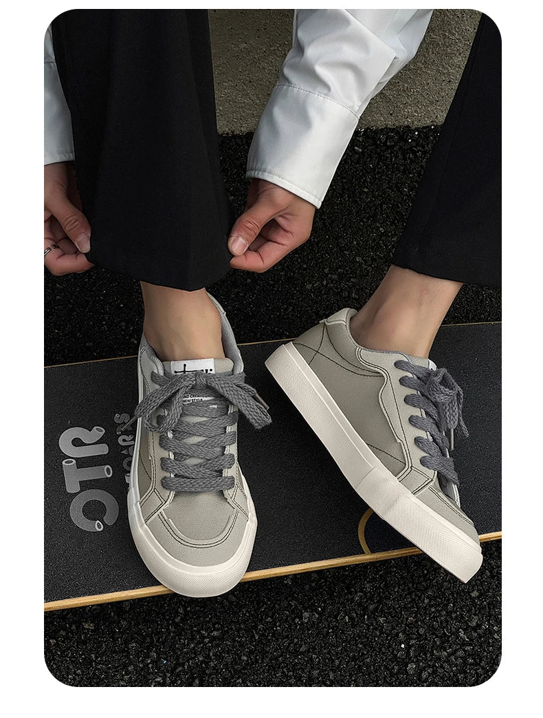 Mens Cowboy canvas Shoes Breathable Trend Mens board Shoes Thick Sole Trend Comfortable student Skateboard Trainers Footwear Pi-Mart