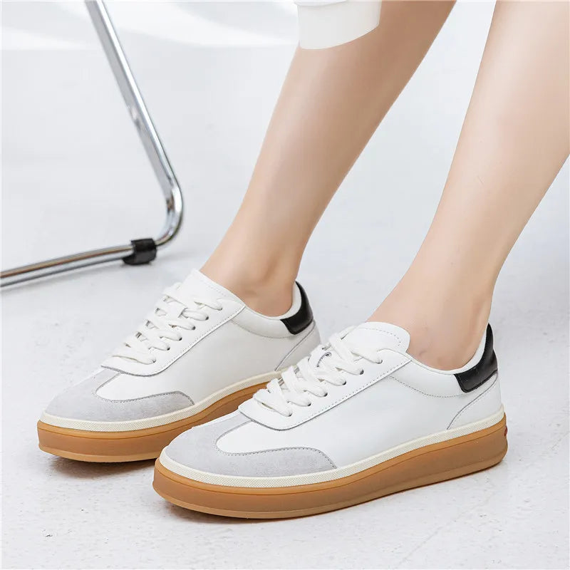 MORAZORA 2026 New Genuine Leather Shoes Women Sneakers Lace Up Spring Summer Fashion Platform Flats Ladies Casual Shoes Pi-Mart