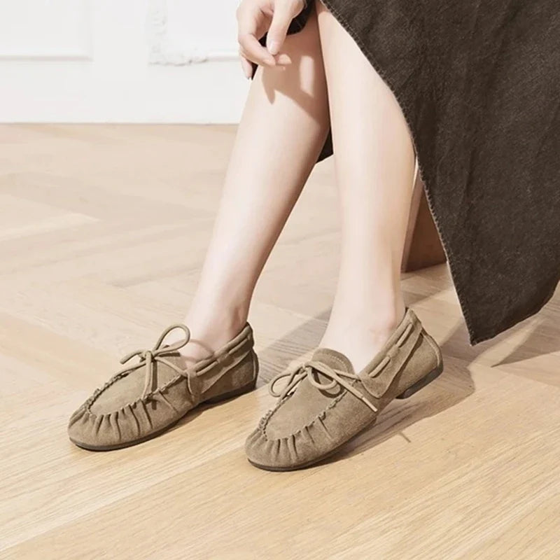 AIYUQI Women Loafers British Style 2026 New Genuine Leather Beanie Shoes Women Flat Non-slip Vintage Slip-on Moccasins For Women LadyShow.Store