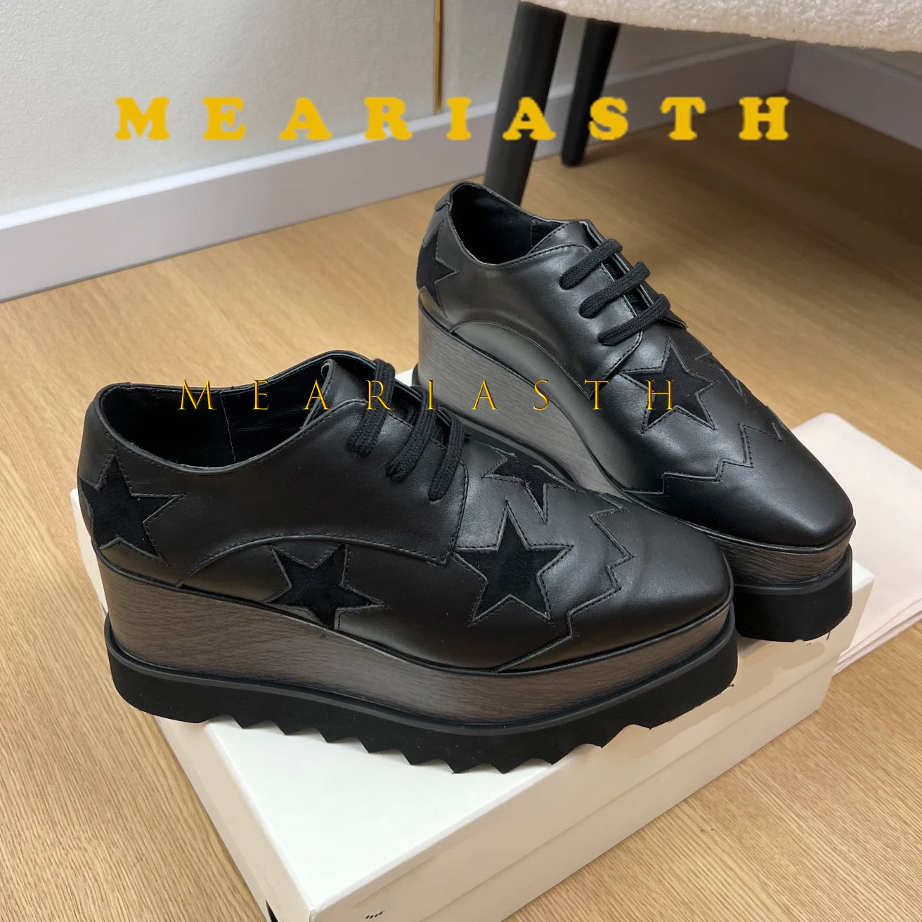 Women Walking Sneakers Autumn Lace-up High Platform Chunky Shoes Breathable Leather Shoes 8.5CM Winter Wedge Heels Casual Shoes Pi-Mart