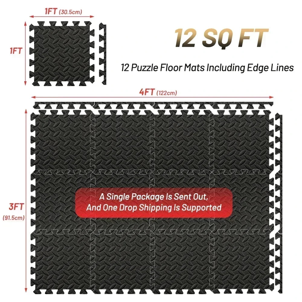 4~20Pcs Puzzle Fitness Mat, Eva Interlocking Foam Floor Tiles for Home Gym, Home Gym Equipment Mat, Non-Slip Floor Mat for Kids Pi-Mart