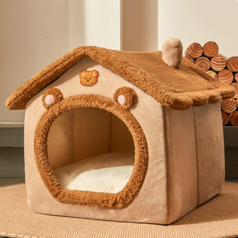 Foldable Dog House Kennel Bed Mat For Small Medium Dogs Cats Winter Warm Cat Bed Nest Pet Products Basket Pets Puppy Cave Sofa Pi-Mart