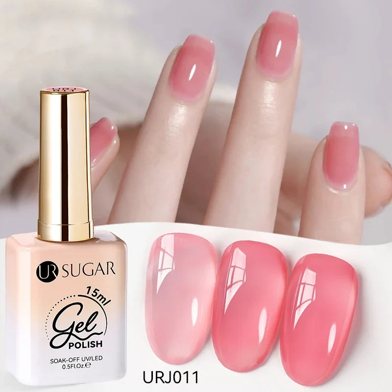UR SUGAR 15ml Jelly Milky White Translucent Color Gel Polish Semi Permanent UV Gel Nail Art Soak Off Gel Varnish Latest Fashion Tri Light Beauty