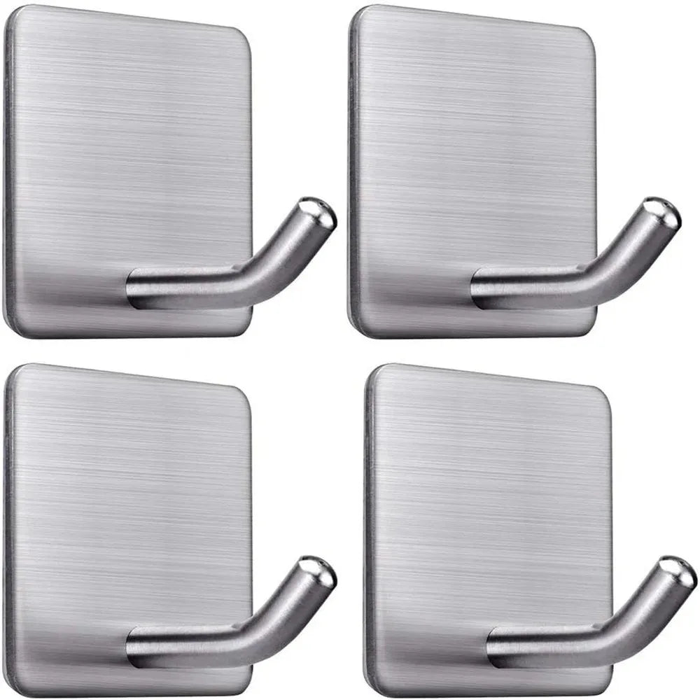 4PCS Stainless Steel Wall Mounted, Wall Mounted Self-Adhesive Hook, Key Holder, Wall Mounted, Towel Rack, Jacket, Bag Hook LadyShow.Store