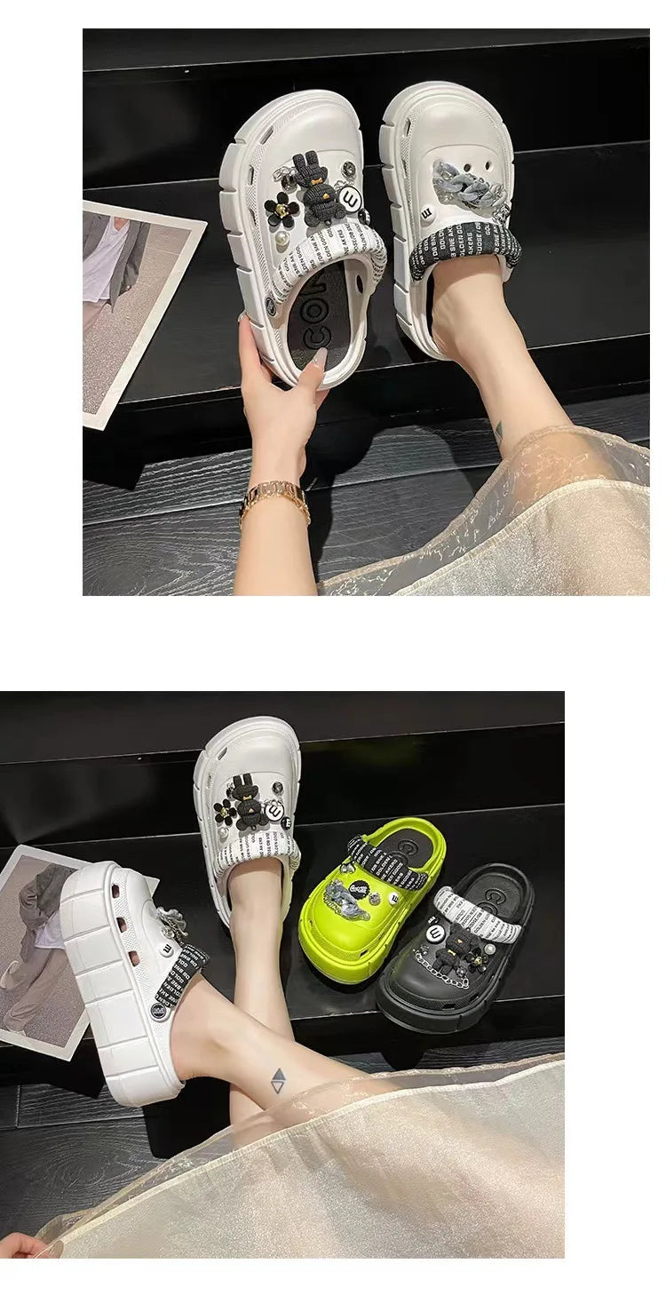 Fashion Charms Clogs New Arrival Thick Sole Outdoor Women Slippers High Quality Summer Beach Sandals For Girls Pi-Mart