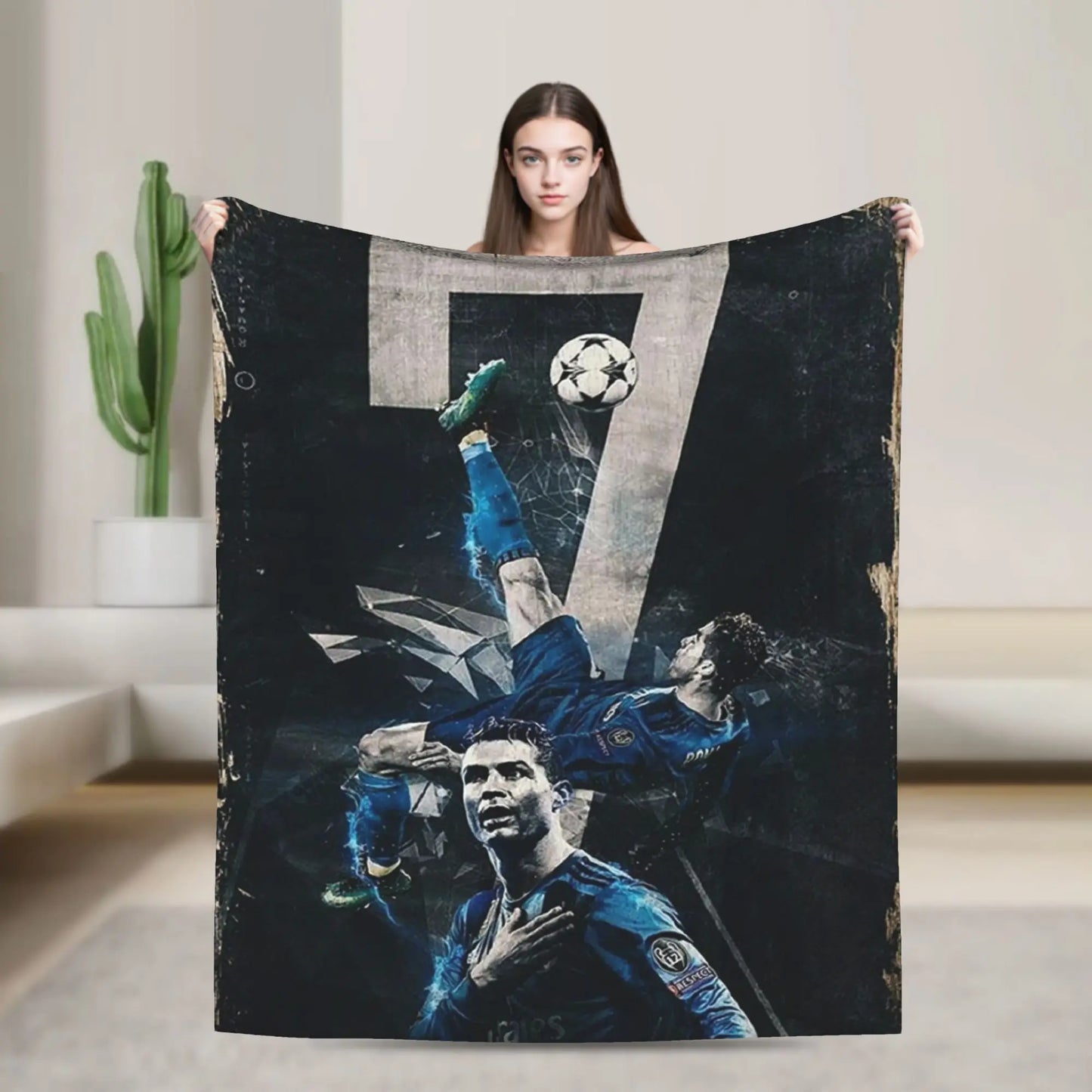 CR7  Football Soccer Blanket Ronaldos Flannel Funny Warm Throw Blanket for Bedding Lounge Decoration Pi-Mart