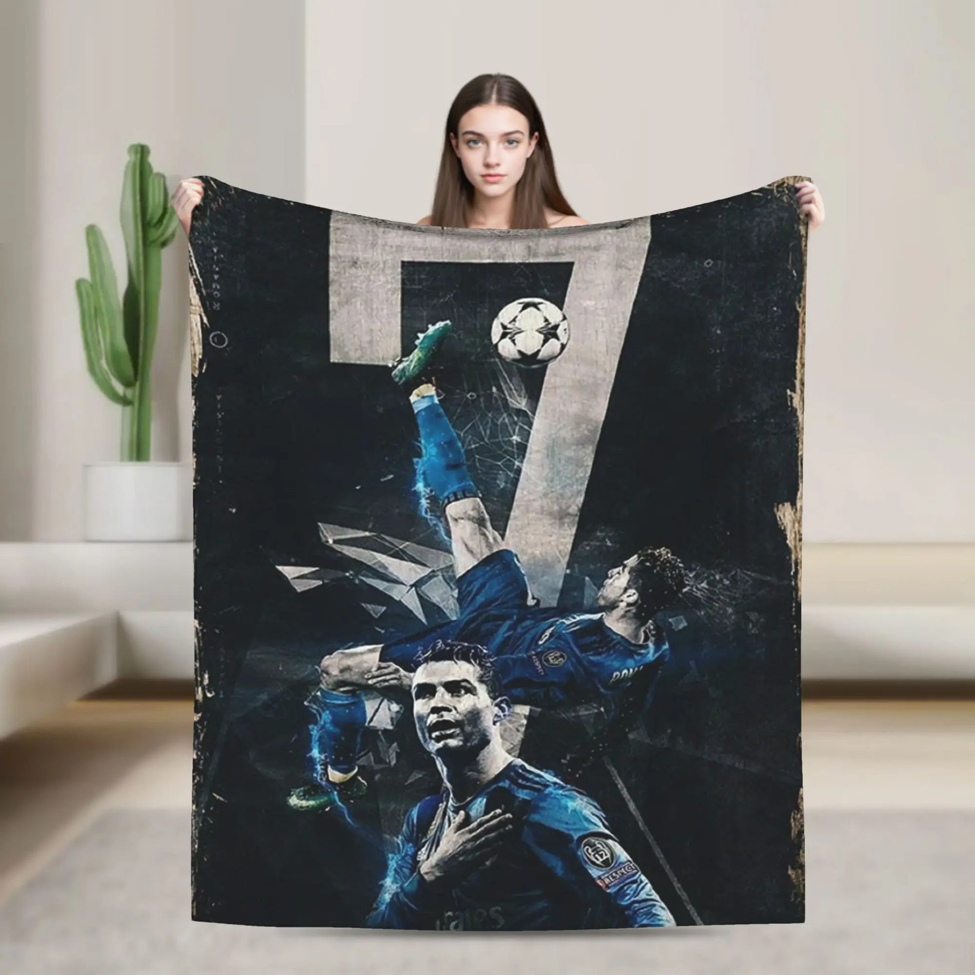 CR7  Football Soccer Blanket Ronaldos Flannel Funny Warm Throw Blanket for Bedding Lounge Decoration Pi-Mart