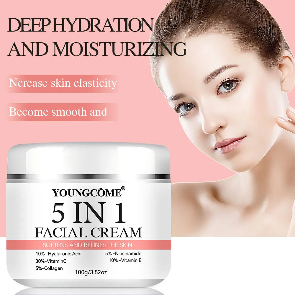 5 In 1 Fade fine lines Firming Face Serum Moisturizing brightning Vitamin C Hyaluronic Acid Facial Serum Shrink Pores Skin Care Pi-Mart