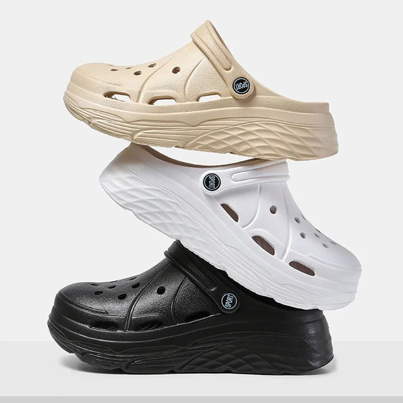 Women's Fashion Platform Sandals Summer 2025 Thick Sole Soft Eva Clogs Garden Shoes for Women Hollow Out Non Slip Beach Sandals Pi-Mart