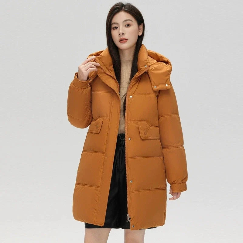 2025 New Women Warm Thicken Down Cotton Jacket Winter Women Long Cotton Coat Hooded Puffer Jacket Women Loose Plus Size Parkas LadyShow.Store