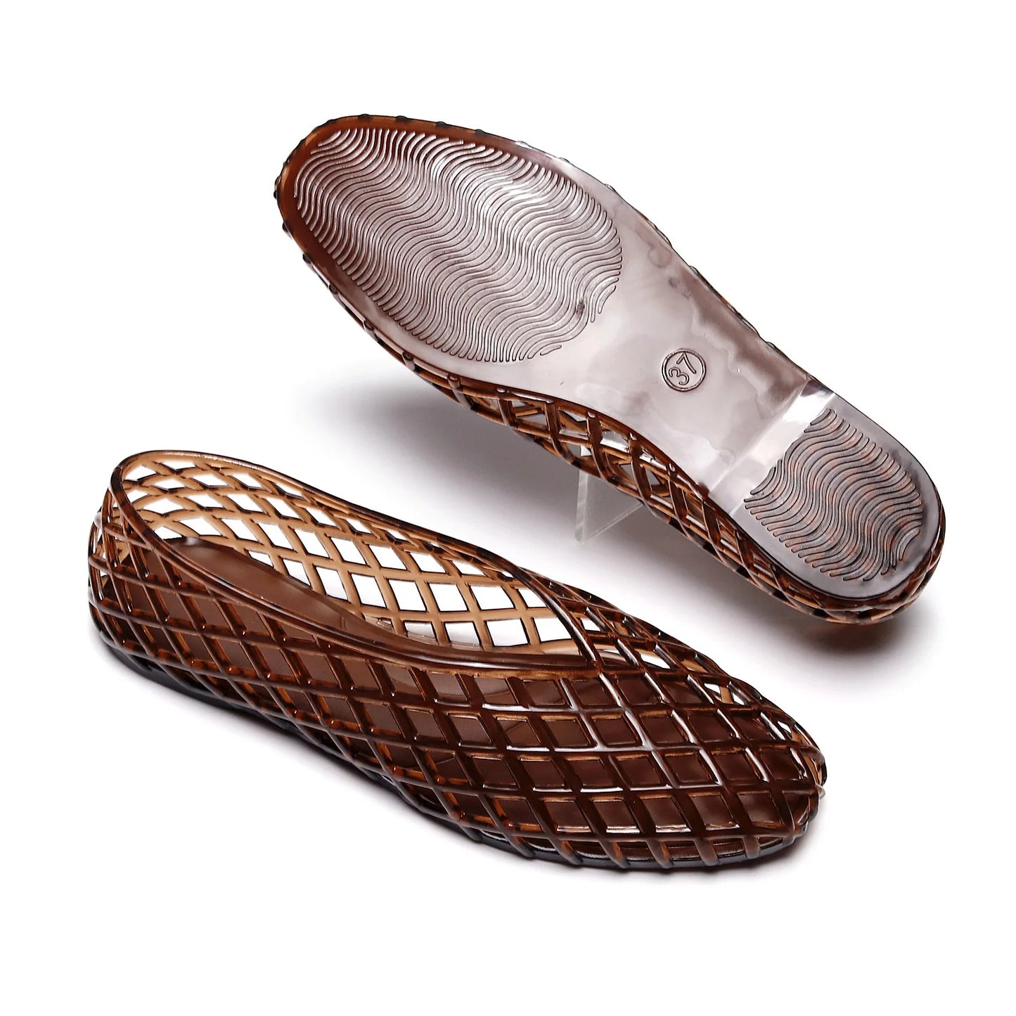 New V-mouth Crystal Jelly Shoes Fashionable, Versatile, Comfortable, Flat Bottom Single Shoes, Casual Sandals for Women LadyShow.Store
