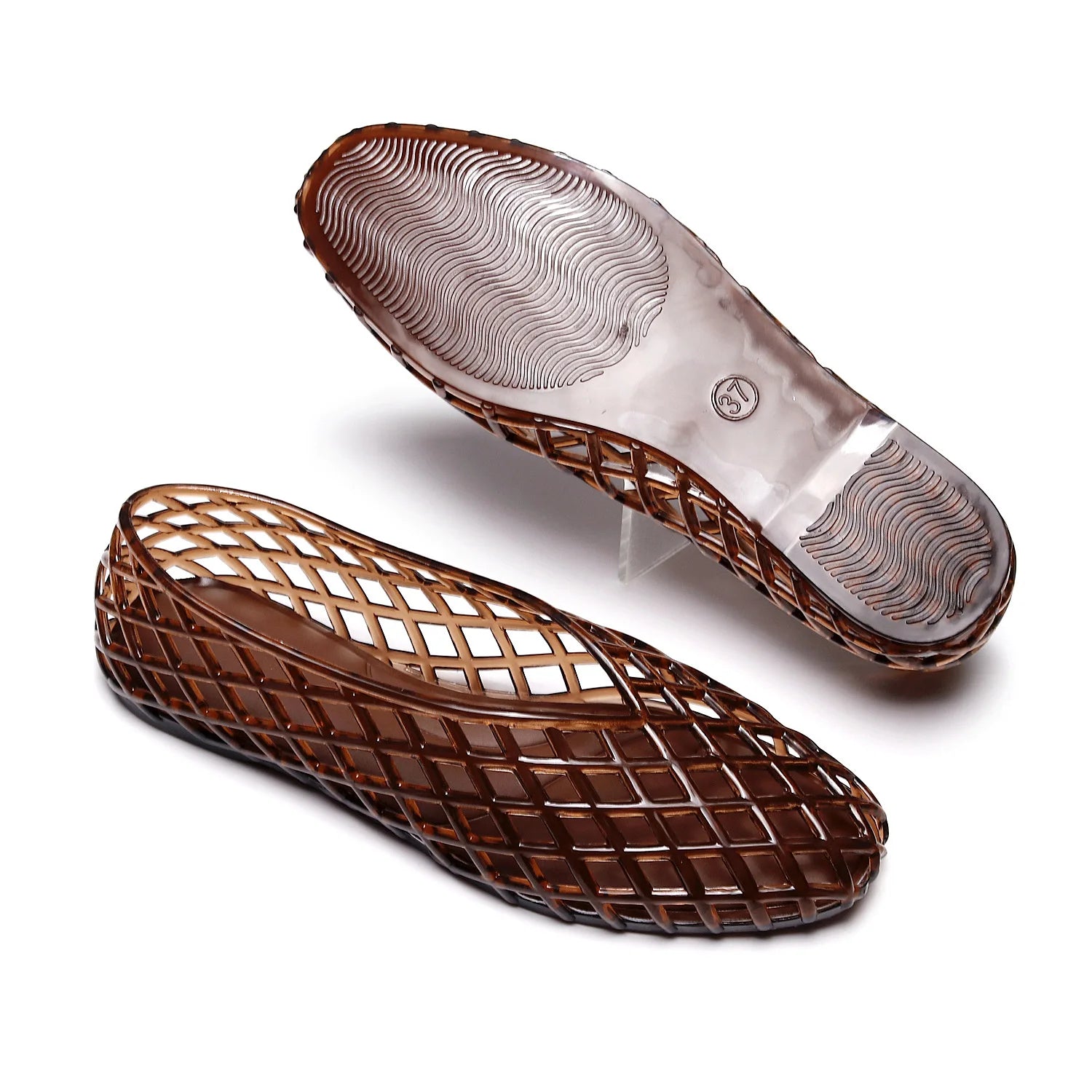 New V-mouth Crystal Jelly Shoes Fashionable, Versatile, Comfortable, Flat Bottom Single Shoes, Casual Sandals for Women LadyShow.Store