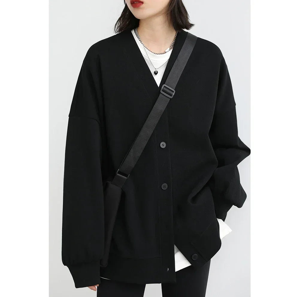 CHIC VEN Korean Women's Sweatshirts Solid Plush Thick Warm Loose Casual Female Tops Office Lady Coats Jacket Autumn Winter 2023 LadyShow.Store