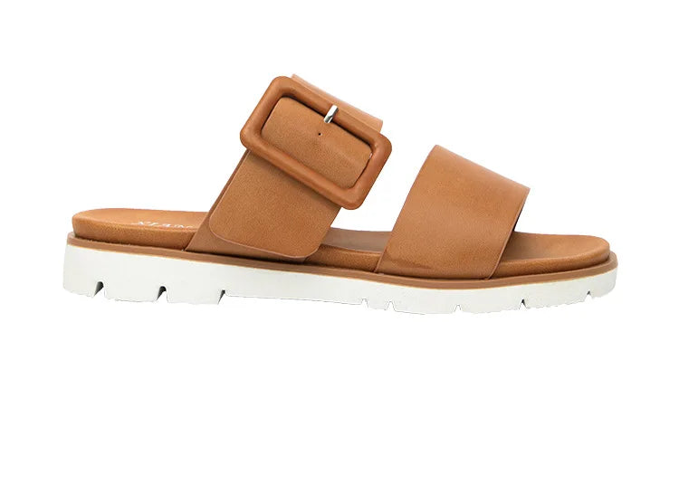 Adjustable Square Buckle Women Slide Sandals Two Strap Platform Slippers Low Heel Soft Sole Summer Open Toe Walking Casual Shoes Pi-Mart