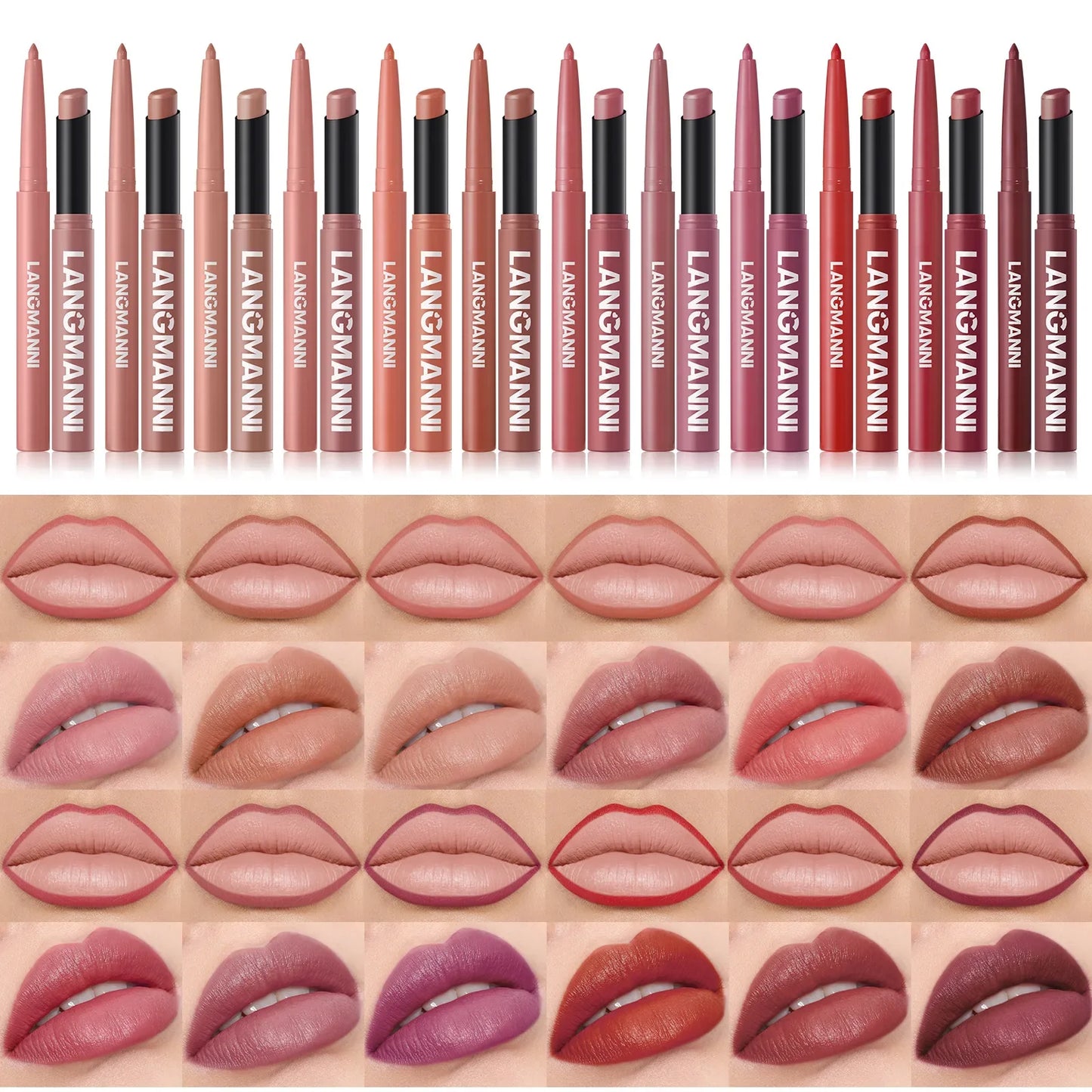2Pcs/set Matte Soft Mist Slanted Mouth Lipstick + Lip Liner Set Combo Light Matte and Non-Drying Waterproof Non-Stick Lip Set LadyShow.Store