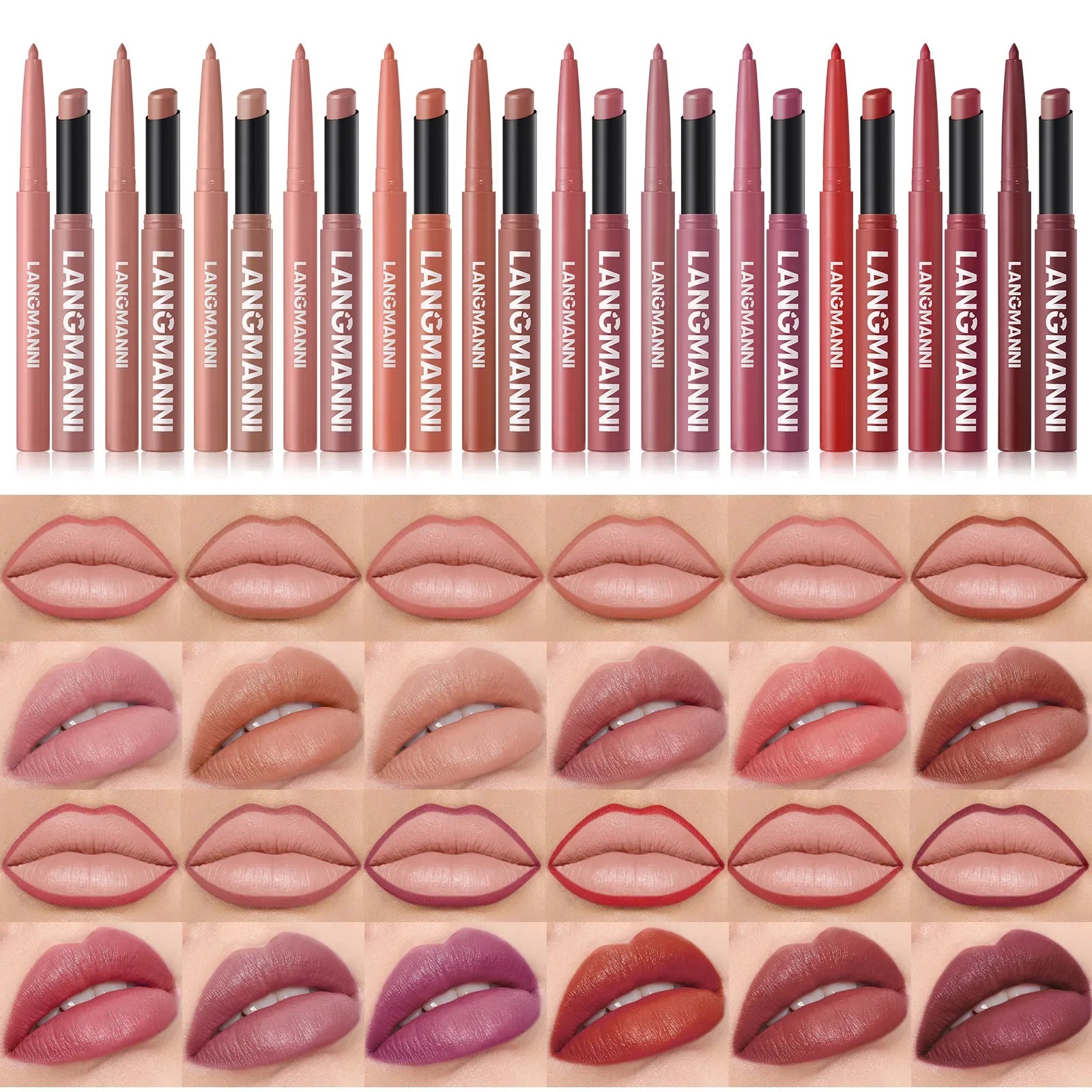 2Pcs/set Matte Soft Mist Slanted Mouth Lipstick + Lip Liner Set Combo Light Matte and Non-Drying Waterproof Non-Stick Lip Set LadyShow.Store