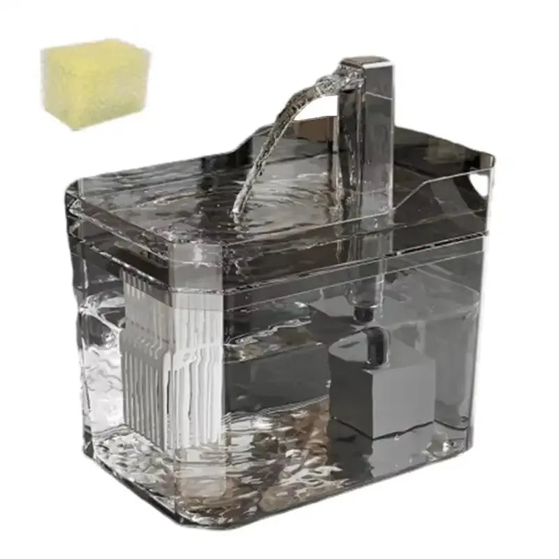 Clear Pet Water Fountain for Cats with Circulating Pump, Self-Cleaning Filter, and Overheat Safety Pi-Mart