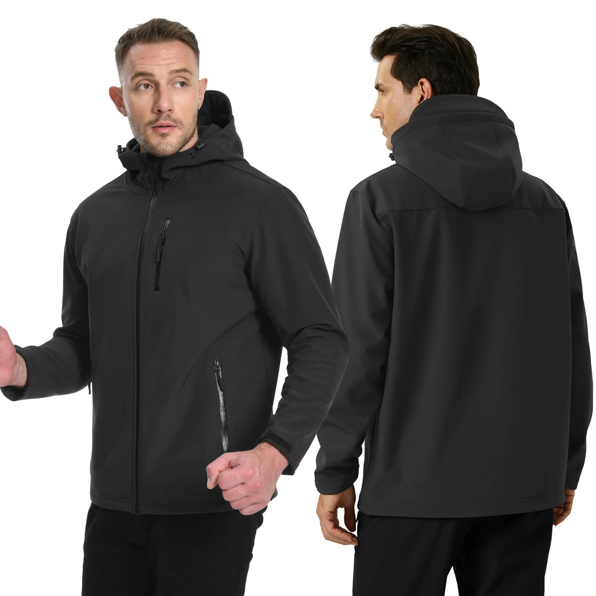 TACVASEN Hooded Rain Softshell Jacket Mens Fleece Lined Waterproof Jacket Work Jacket Outdoor Trekking Hiking Windbreaker Male Pi-Mart