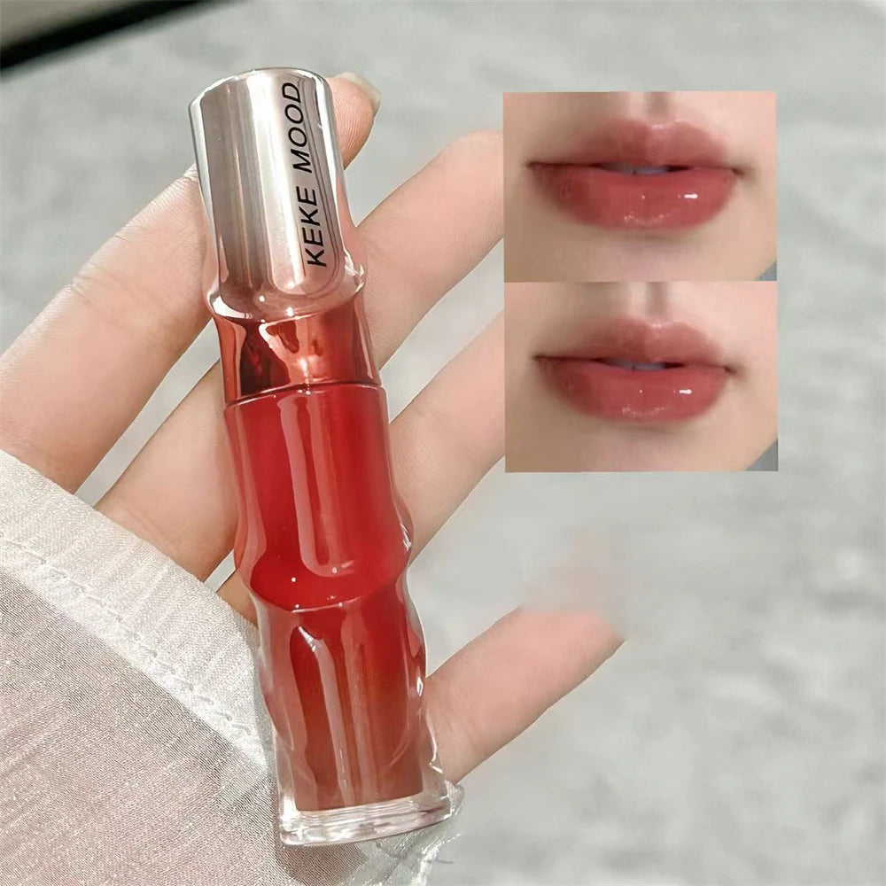 Crystal Nude Gray Glossy Lip Stain Mirror Korean Lip Glaze Sheer Nude Glitter Lip Tint Watery Shine Plumping Lipgloss Cosmetics Pi-Mart