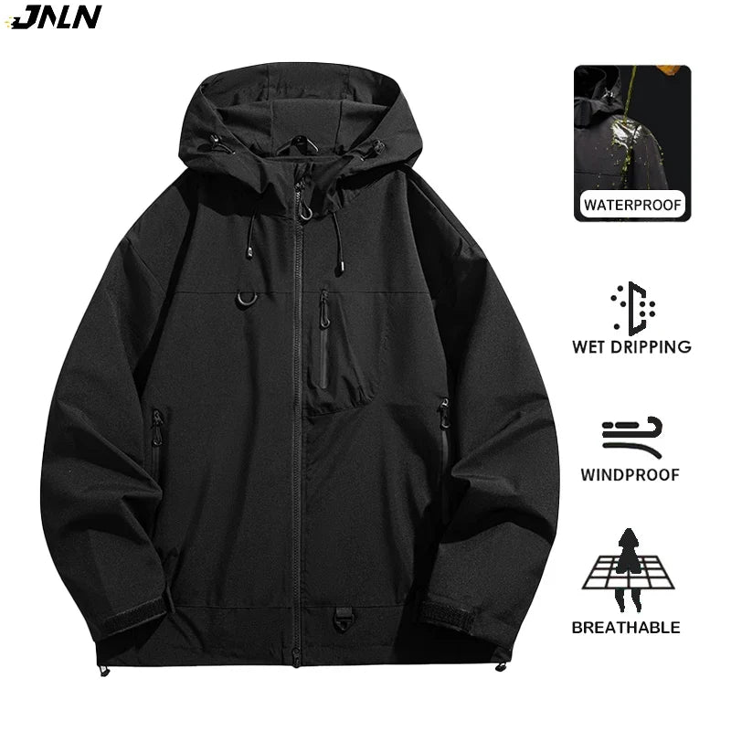 JNLN Unisex Waterproof Windbreaker Outdoor Sport Windproof Single-Layer Jacket Men Women Hiking Climbing Trekking Rain Coat LadyShow.Store