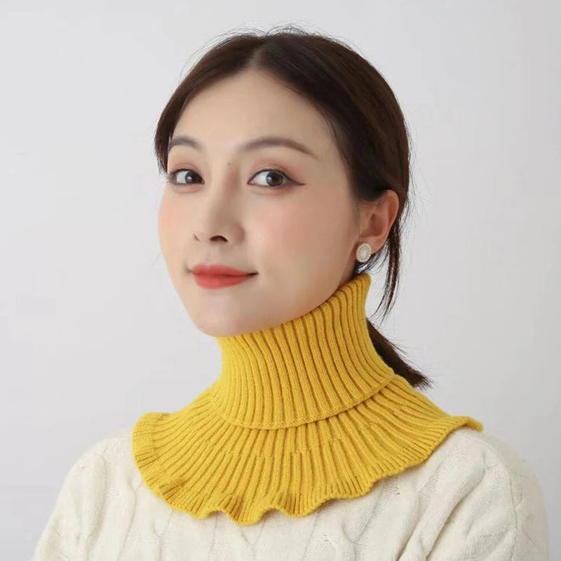 Warm Knitted Fake Collar Women Thicken Turtleneck Ruffles False Collars Detachable Neck Guard Winter Windproof Fake Collar Pi-Mart