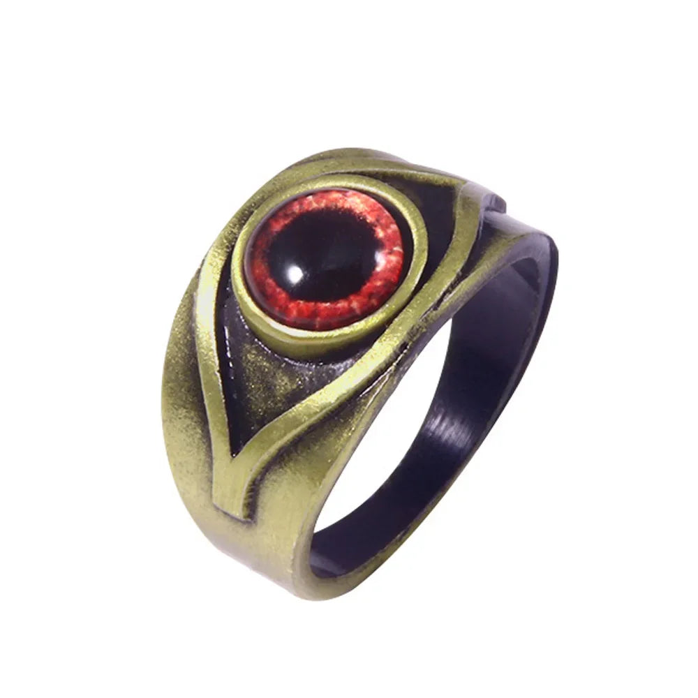 Men's Minimalist Niche Hip Hop Punk Red Maroon Eyes Cosplay Ring Character Props Retro Creative Trend Ring Personalized Jewelry Pi-Mart