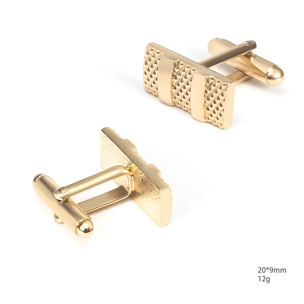 A Set New Stock High-End Electroplated Mesh Metal Tie Clip French Cufflinks Set for Men Premium Quality Stylish Grid Pi-Mart