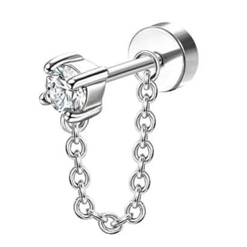 Bobisty 1pc Earrings for Sensitive Ears Surgical Stainless Steel Earrings for Women Dainty Flat Back Earring Stud Hoop Cartilage Pi-Mart