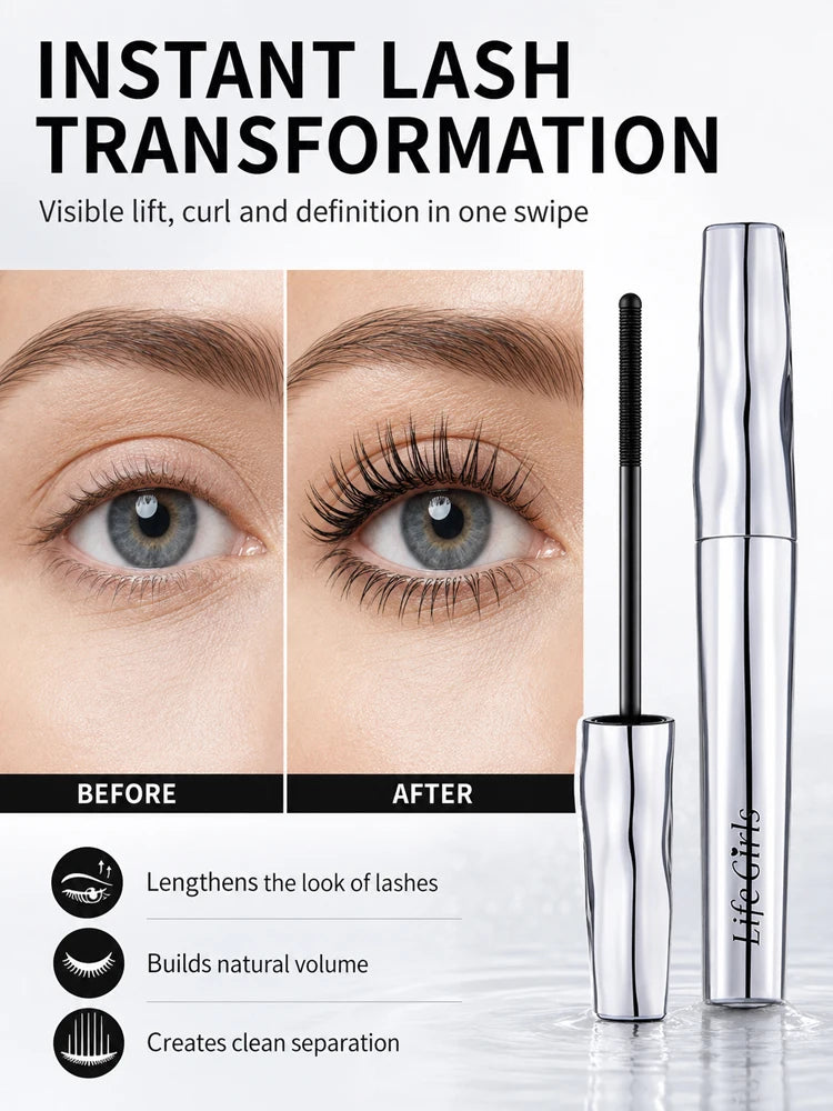 Life girls Waterproof Eyelash Primer Mascara, Lengthening Curling Lash Base, Smudge-Proof Long Lasting Black Brown Eye Makeup Pi-Mart
