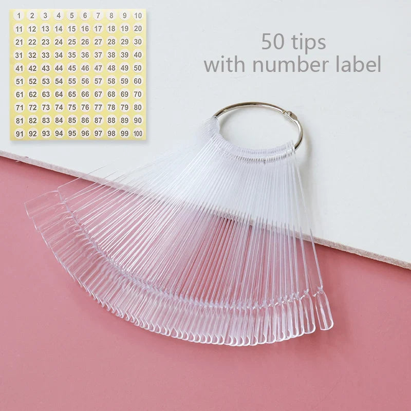 80/50/20pcs Nail Display Sticks Nail Swatch False Nail Tips Nail Gel Polish Practice Clear Display Board for Nail Art Tools Tri Light Beauty