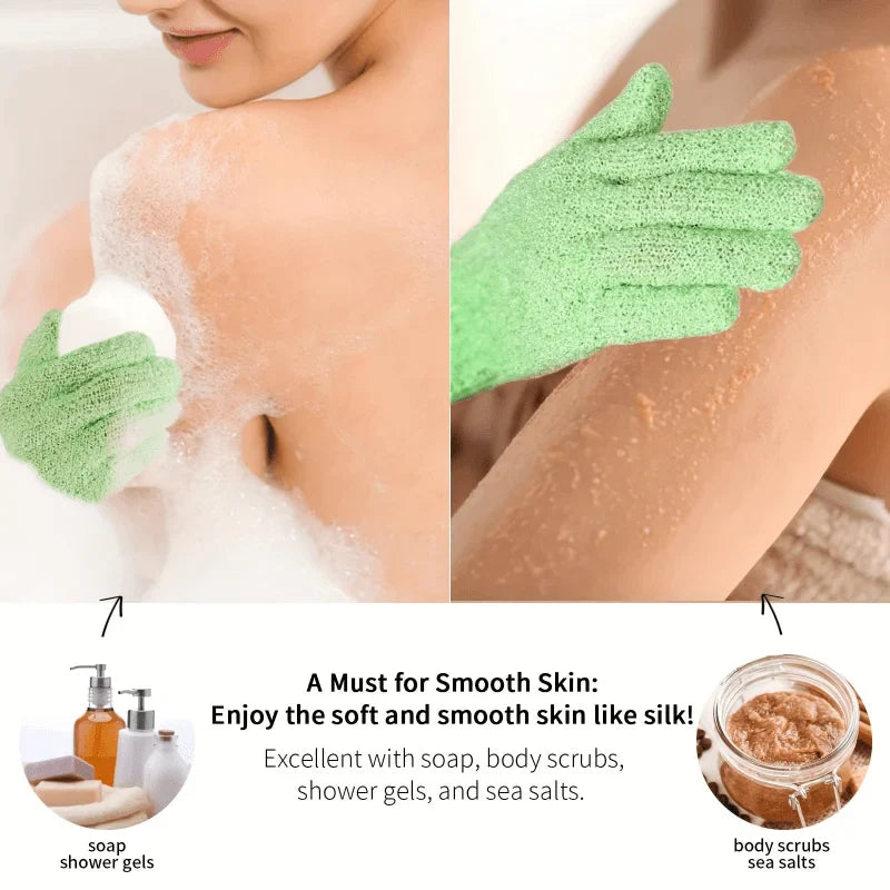 Exfoliating Shower Bath Glove Set  Deep Cleaning Body Scrub Spa Massage Glove for Skin - Bath Bomb Included Tri Light Beauty