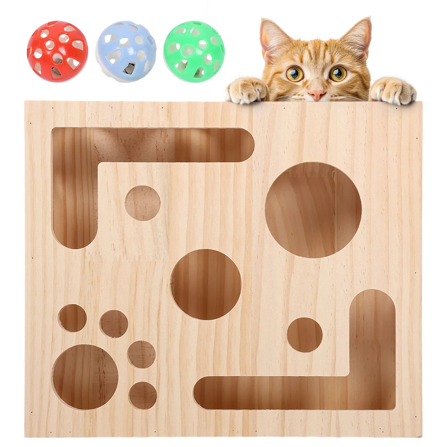 Cat Nail File Box Toy with Bell Ball and Sandpaper Inside Cat Scratch Puzzle Play Nail Care Interactive Pet Toy Stress Free Pi-Mart