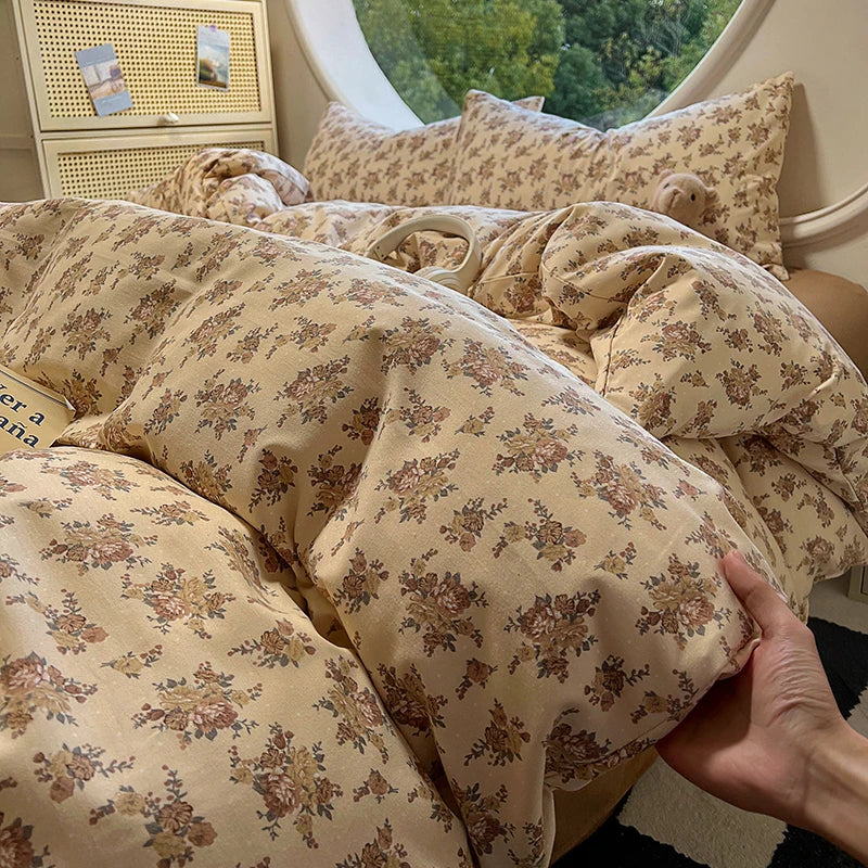 Floral Style Duvet Cover Soft Quilt Cover Single/Double/Queen Size Comforter Covers Girls Room Bedding (Pillowcase Need Order) Pi-Mart