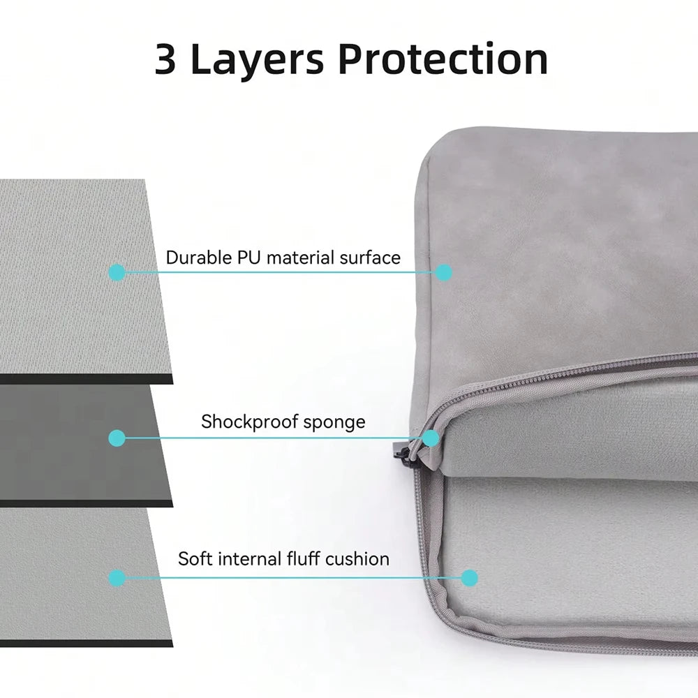 PU sheepskin leather fabric Waterproof Leather 9.7-15.6 inch Tablet PC Carrying Case Protective  Notebook Shockproof Cover Pi-Mart