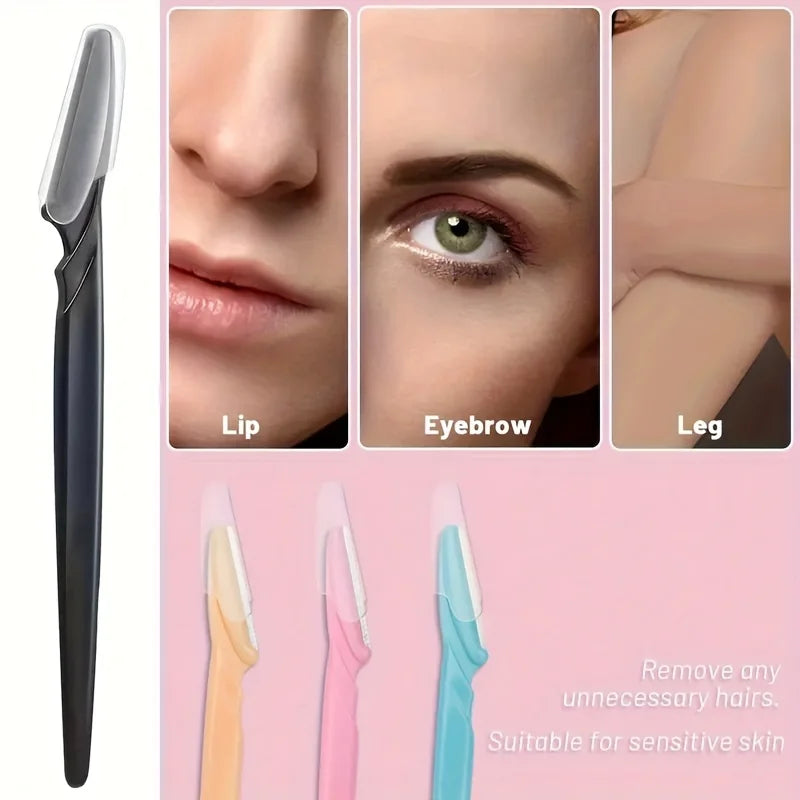 3Pcs Women Eyebrow Razor Stainless Steel Curved Blade Portable Household Facial Grooming Accessory Pi-Mart