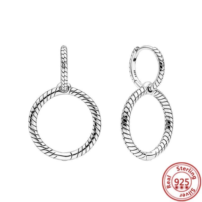 Hot Sale 925 Sterling Silver Heart Earrings Fit Original Charms Hoop Earrings For Women Girls Stud Earring Fine Jewelry Gifts Pi-Mart