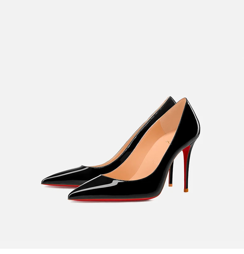 Women Heels Naked Color Women's Elegant High Heel Luxury Black Shoes Woman 2026 Red Shiny Bottoms Pointed Toe Party Ladies Women Pi-Mart