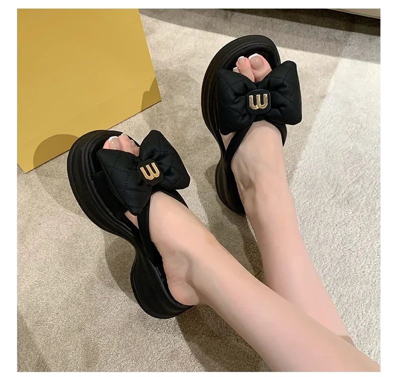 2024 summer New Fashion Women Shoes Slippers Comfortable Platform Shoe High Heels Leisure flower outdoor beach Slipper Women Pi-Mart
