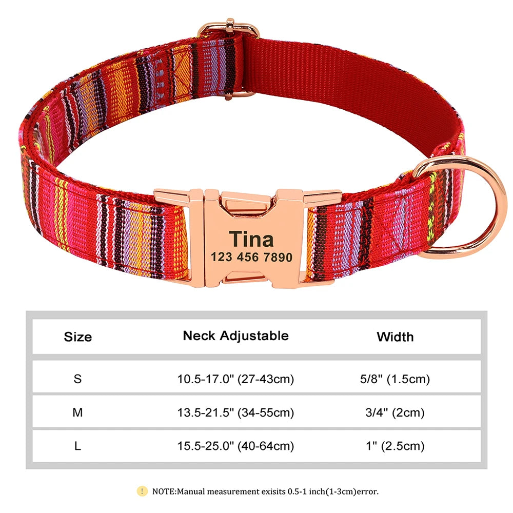 Personalized Dog Accessories Collar Nylon Printed Pet Puppy Collar Dog ID Collars Free Engraved ID for Small Medium Large Dogs Pi-Mart
