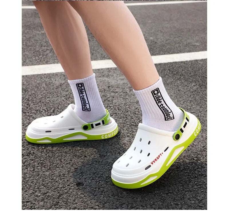 New fashion sandals Men's EVA casual comfortable hole garden shoes outdoor men's beach sandals indoor home unisex slippers Pi-Mart