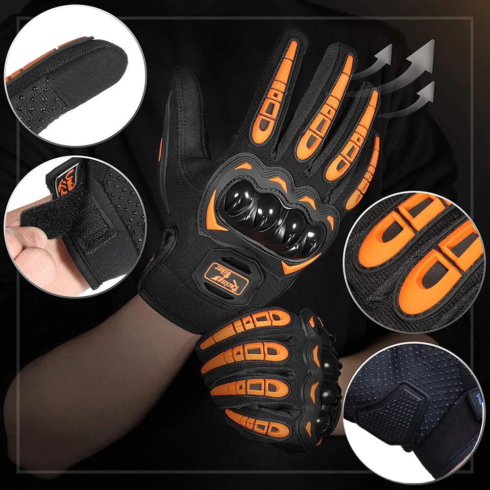 Motorcycle Racing Gloves Fall Protection Men Summer Motocross Protective Gear Breathable Blue Red Grip Palm ﻿ Pi-Mart