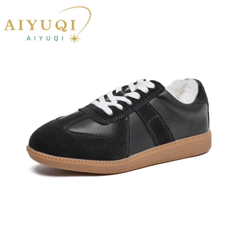 AIYUQI Women's Sneakers 2026 New Genuine Leather Ladies Moral Training Shoes Casual Spring Flat Shoes Women Pi-Mart
