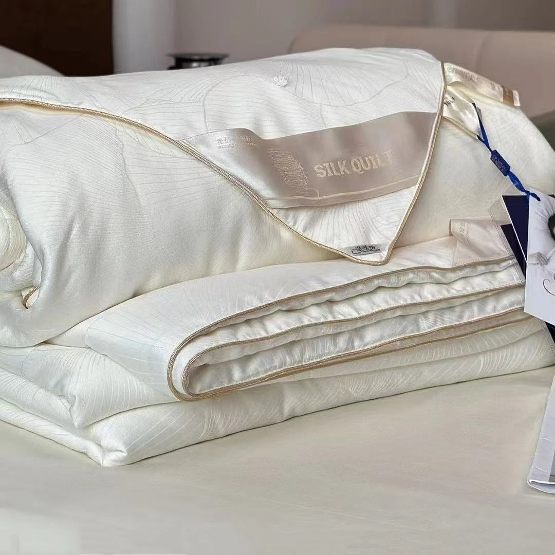 100% Natural Silk Quilt Lyocell Fiber Duvet Queen Size Summer Blanket White Luxury Jacquard Bedding Single Double Bed Comforter Pi-Mart
