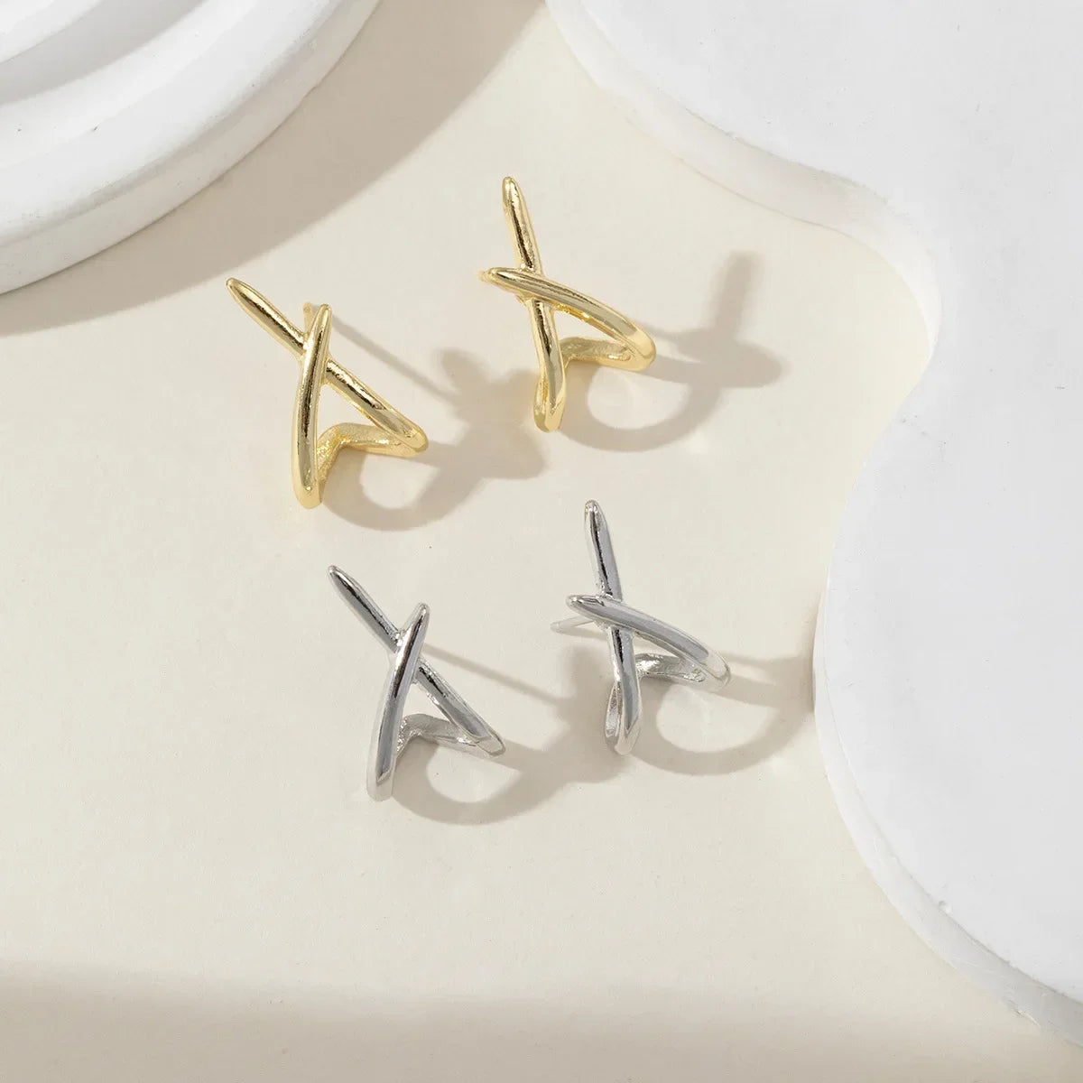 LATS Trendy Gold Color Cross Stud Earrings for Women Dainty Simple Minimalist Earring Fashion Jewelry Party Gifts Wholesale Pi-Mart