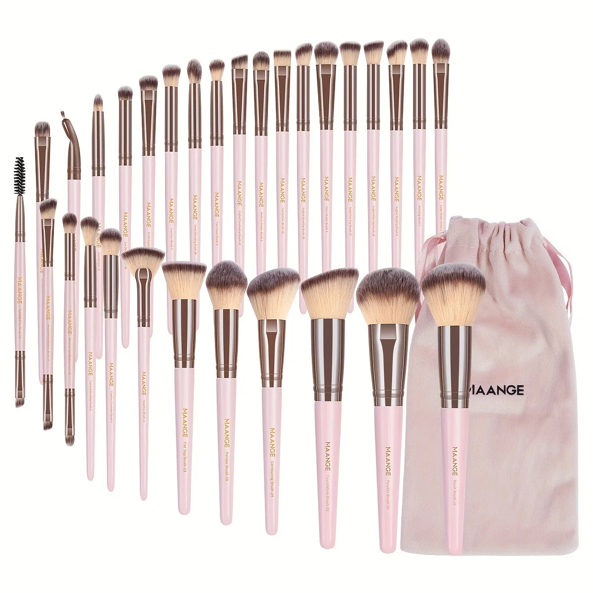 MAANGE 30pcs Professional Makeup Brush Set Foundation Concealers Eye Shadows Powder Blush Blending Brushes Beauty Tools with Bag Pi-Mart